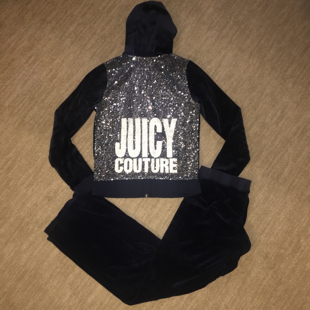 Juicy Couture navy velour tracksuit set